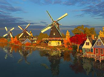 Fall Windmills 3D Image plus grande