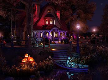 Halloween Cottage 3D Image plus grande
