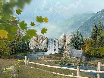 Mountain Waterfall 3D Écran de Veille