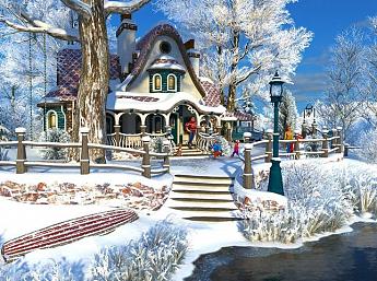 Winter Cottage 3D Écran de Veille