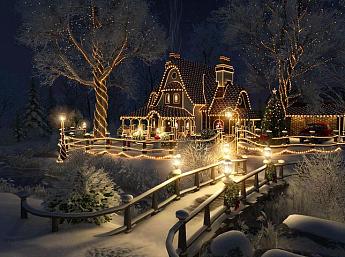 Christmas Cottage 3D Image plus grande
