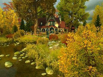 Fall Cottage 3D Image plus grande