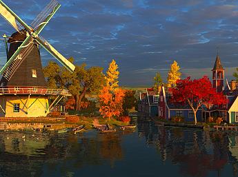 Fall Windmills 3D Écran de Veille