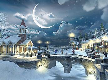 Snow Village 3D Écran de Veille