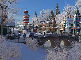 Winter Village 3D Écran de Veille